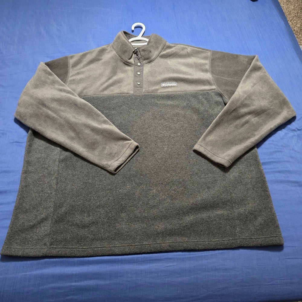Columbia Fleece Pullover Mens 4X Gray Excellent Steens Mountain Quarter Snap